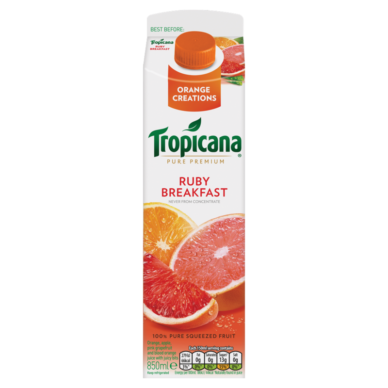 Tropicana Orange Creations Pure Premium Ruby Breakfast 850ml