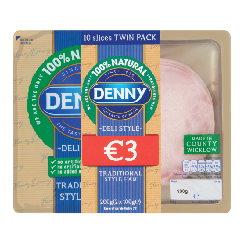 Denny Deli Style Traditional Style Ham 10 Slices Twin Pack 2 x 100g 200g