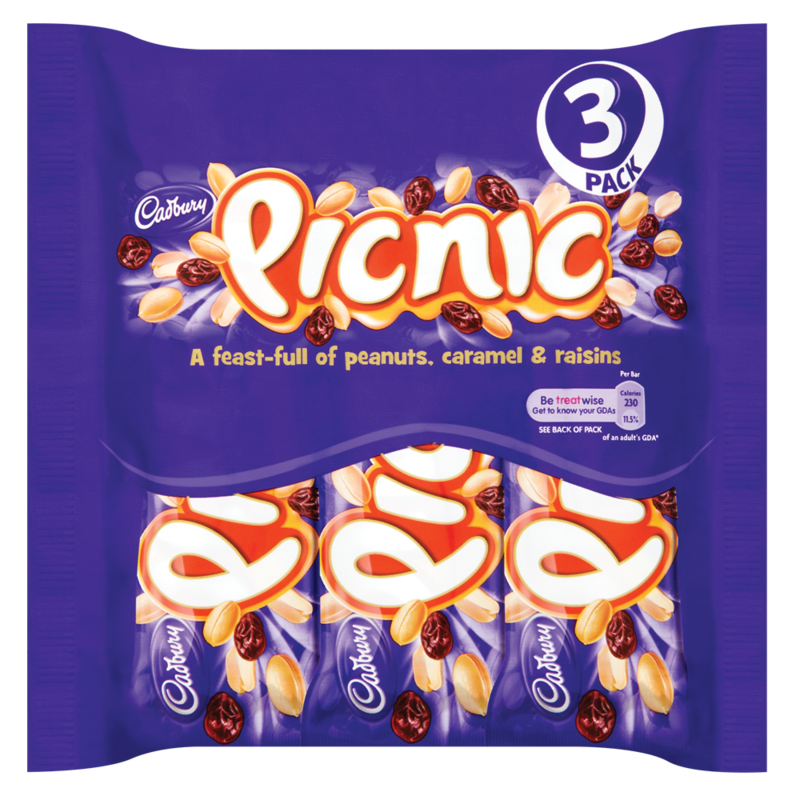 Cadbury Picnic Chocolate Bar 3 Pack 145.2g
