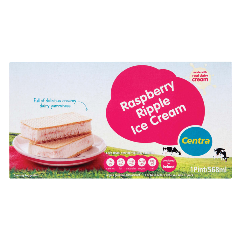 Centra Raspberry Ripple Ice Cream Block 568ml - Centra