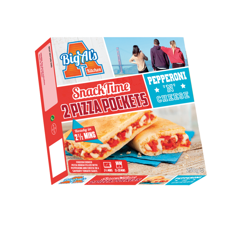 Big Al s Kitchen Snack Time 2 Pizza Pockets Pepperoni n Cheese 250g Big Al s Kitchen Snack Time 2 Pizza Pockets Pepperoni n Cheese 250g