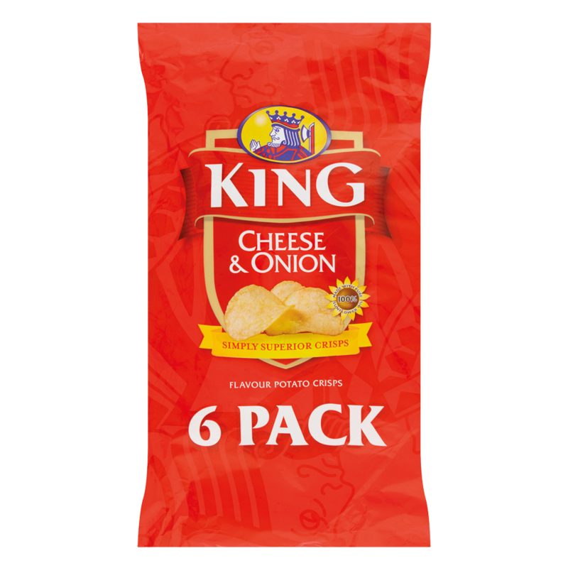 King Cheese Onion Flavour Potato Crisps 6 x 25g