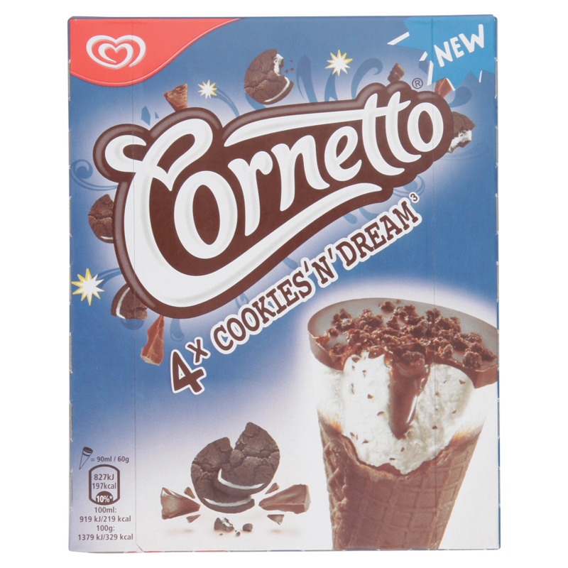 Cornetto Cookies n Dream 4 x 360ml Cornetto Cookies n Dream 4 x 360ml