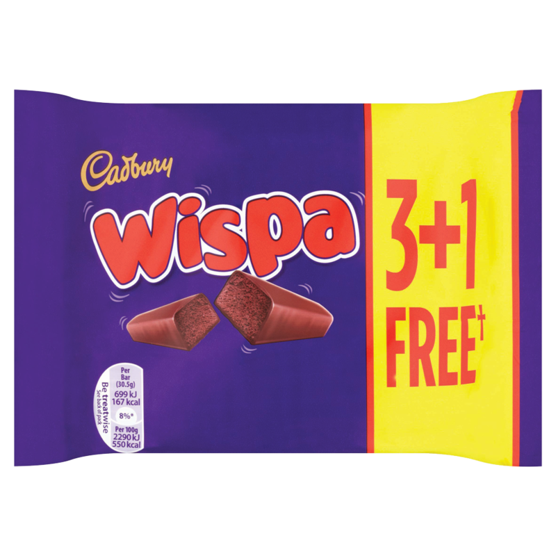 Cadbury Wispa 3 1 Free Chocolate Bar 120g