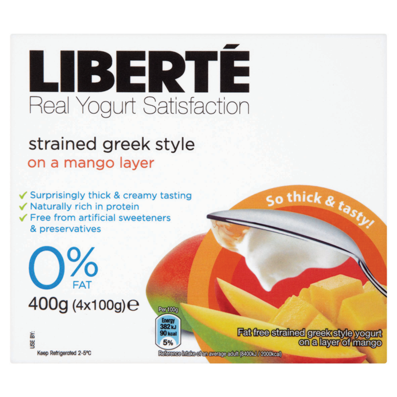 Libert Strained Greek Style on a Mango Layer 4 x 100g 400g