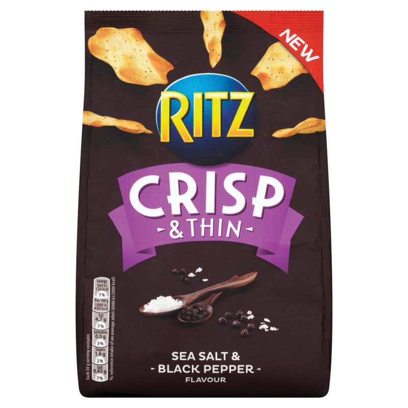 Ritz Crisp Thin Sea Salt Black Pepper Sharing Bag 100g