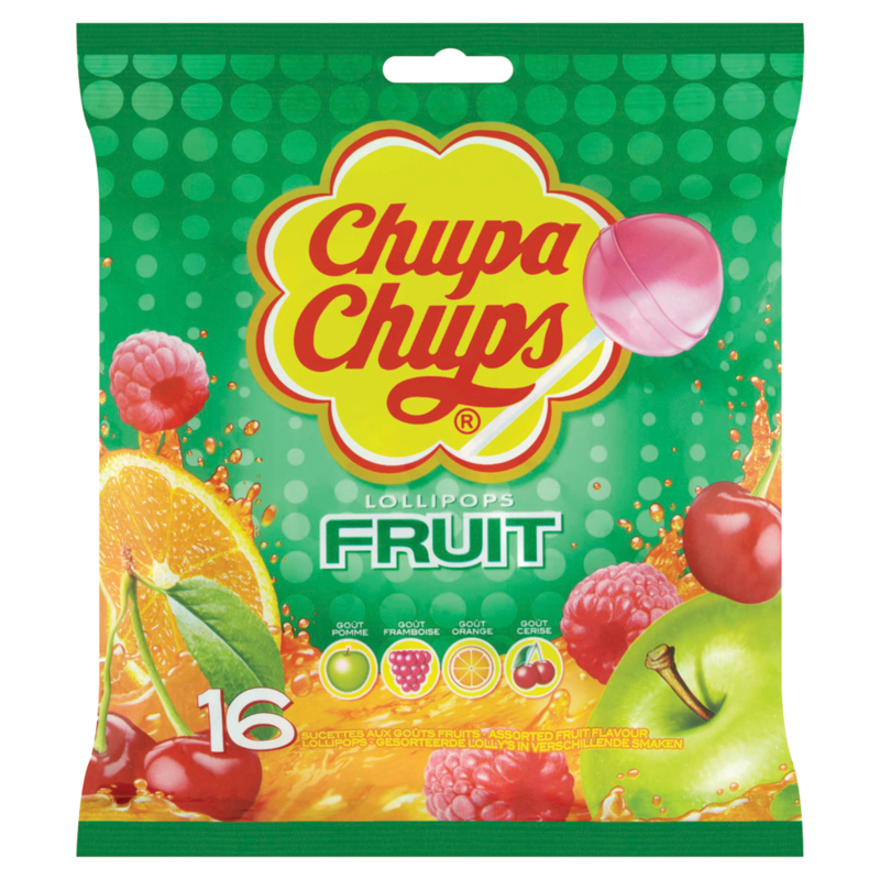Chupa Chups Lollipops Fruit 16 Assorted Fruit Flavour Lollipops 192g