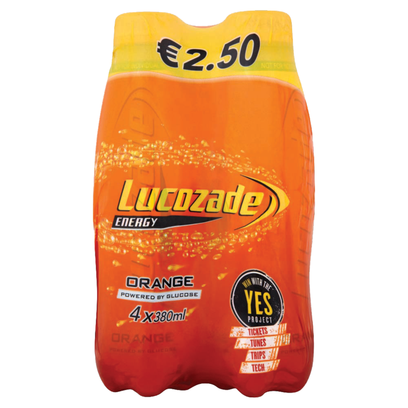 Lucozade Energy Orange PMP 2.50 4 Pack 380ml