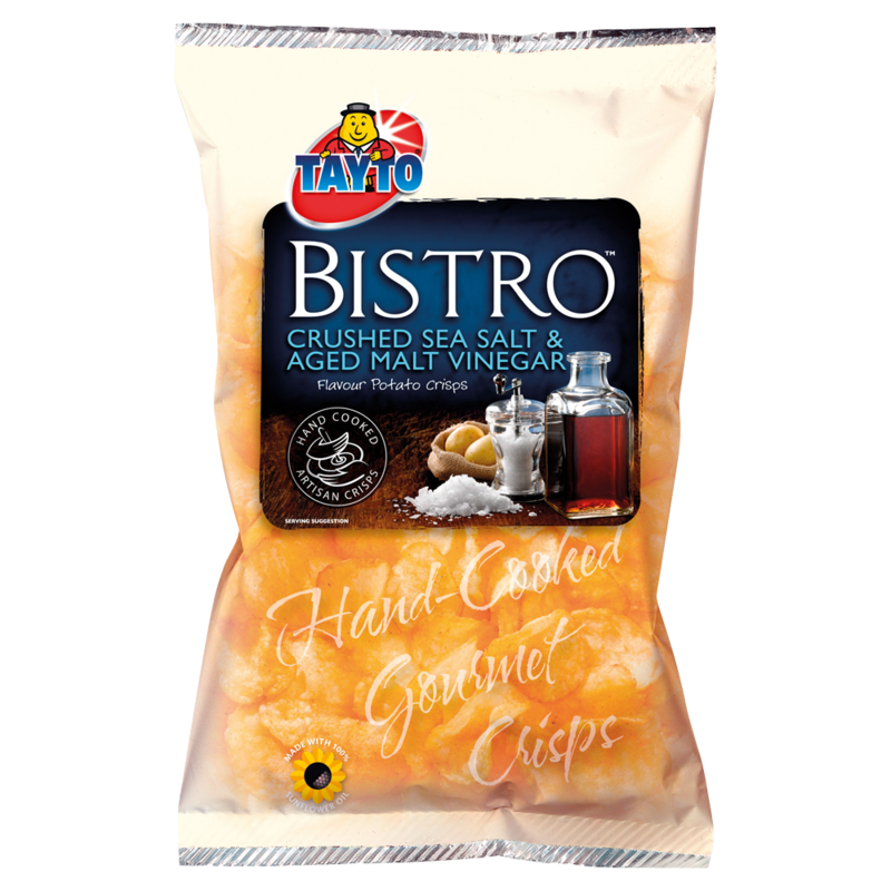Tayto Bistro Crushed Sea Salt Aged Malt Vinegar Favour Potato Crisps 150g