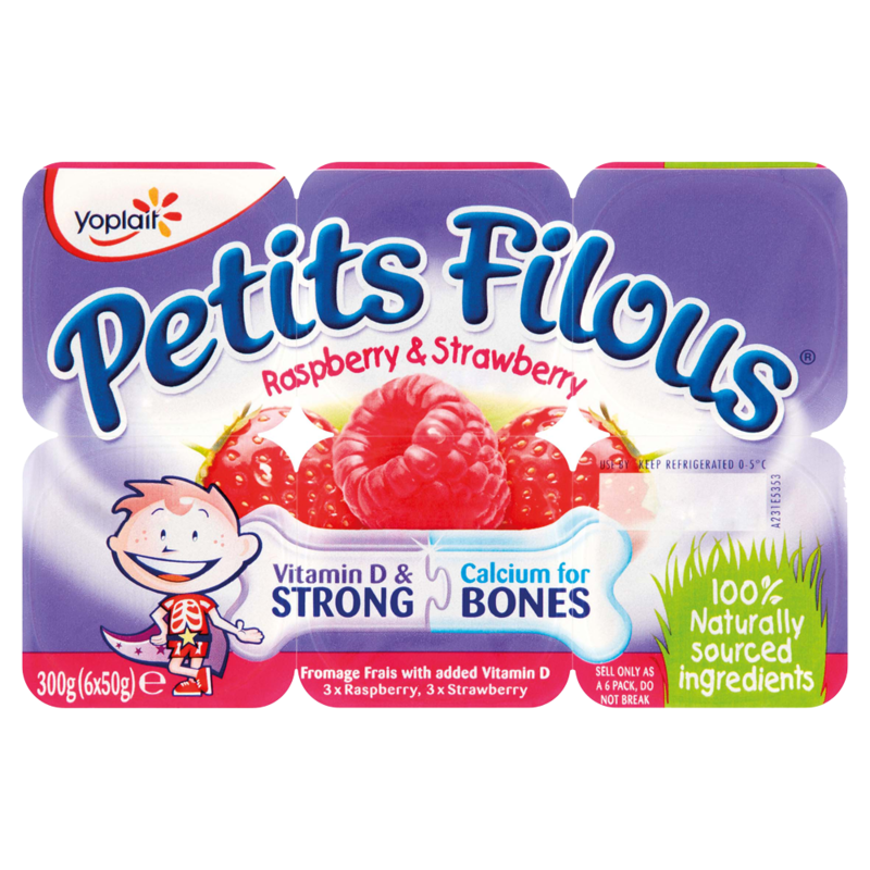 Yoplait Petits Filous Raspberry Strawberry 6 x 50g 300g Yoplait Petits Filous Raspberry Strawberry 6 x 50g 300g