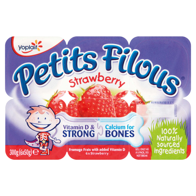 Yoplait Petits Filous Strawberry 6 x 50g 300g Yoplait Petits Filous Strawberry 6 x 50g 300g