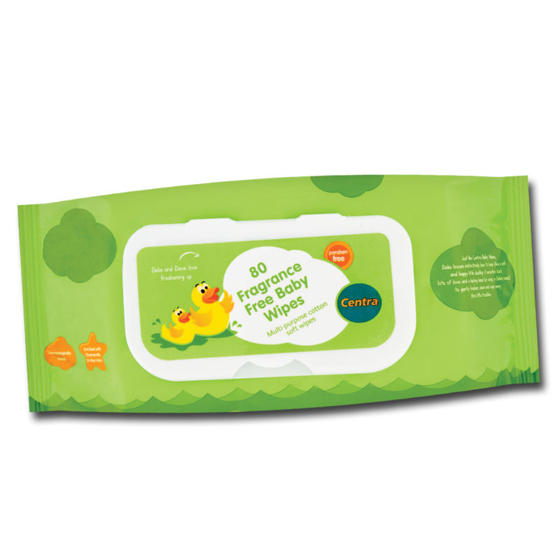 Centra Baby Wipes Fragrance Free 80pce - Centra