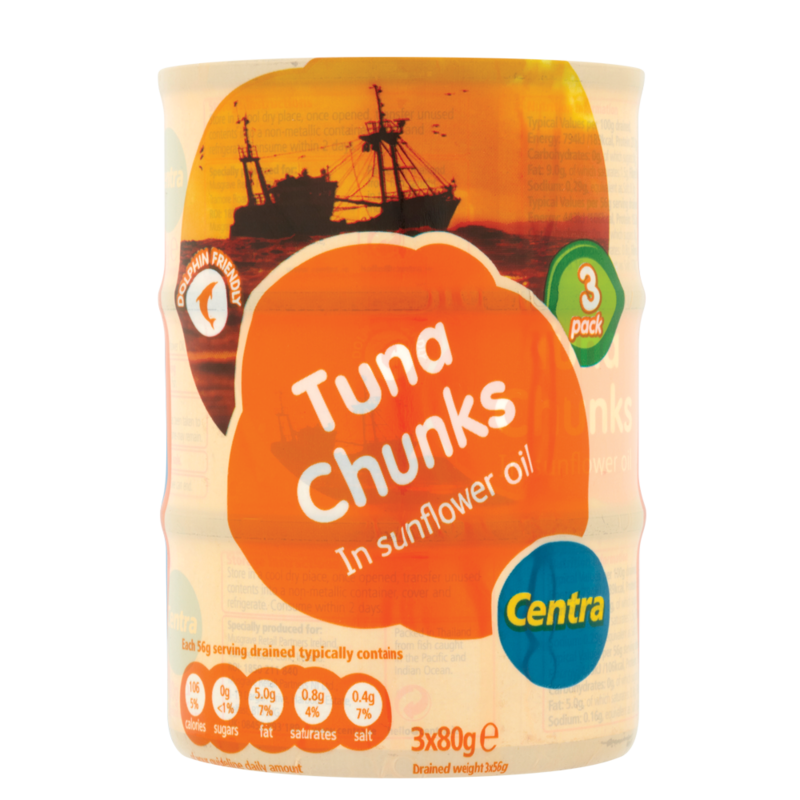 Centra Tuna Chunks in Sunflower Oil 3 x 80g Centra Tuna Chunks in Sunflower Oil 3 x 80g