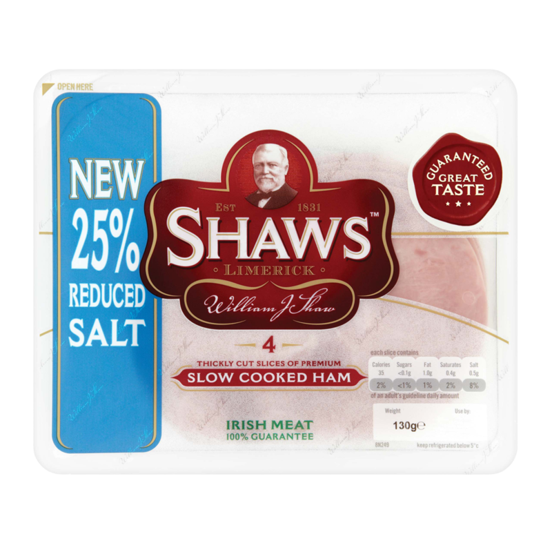 Shaws Slow Cooked Ham 4 Slices 130g