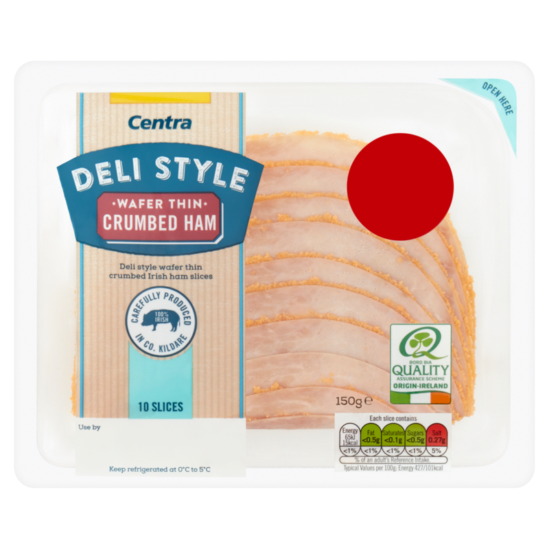 Centra Deli Style Wafer Thin Crumbed Ham 10 Slices 150g