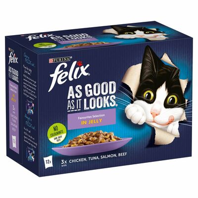 Felix Favourites Selection In Jelly Cat Food 12 Pack 100kg
