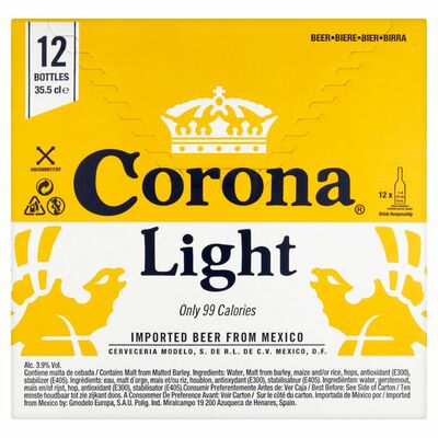 CORONA LIGHT BOTTLE PACK 12 X 355ML