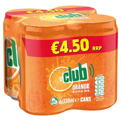 Club Orange Can 4 Pack 330ml