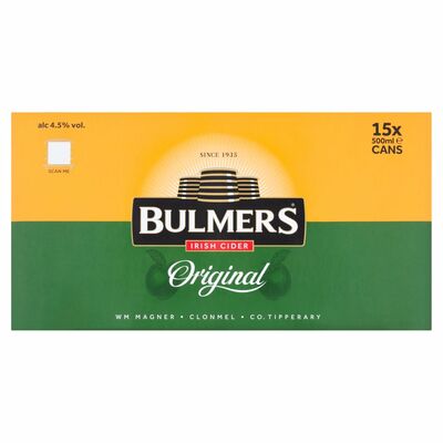 BULMERS ORIGINAL IRISH CIDER CAN PACK 15 X 500ML