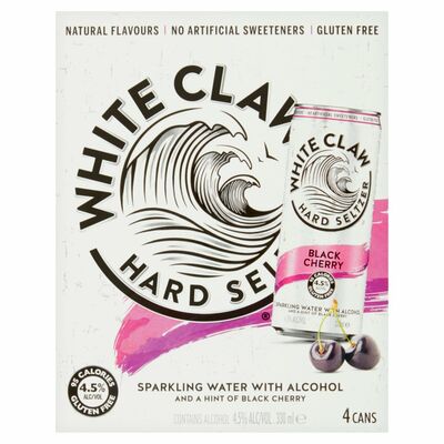 WHITE CLAW HARD SELTZER BLACK CHERRY CAN PACK 4 X 330ML