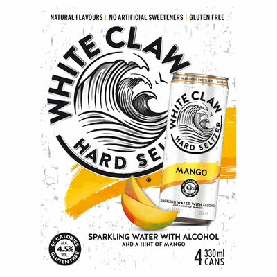 WHITE CLAW HARD SELTZER MANGO CAN PACK 4 X 330ML