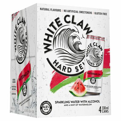 WHITE CLAW HARD SELTZER WATERMELON CAN PACK 4 X 330ML