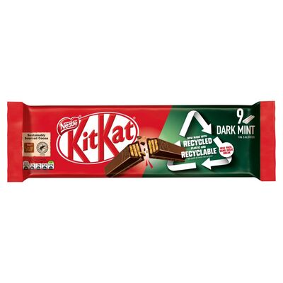 Nestlé Kit Kat 2 Finger Dark Mint Chocolate Biscuit Bar 9 Pack 186g