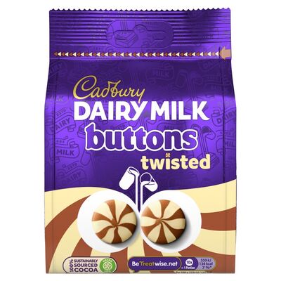 CADBURY DAIRY MILK AND WHITE TWISTED BUTTONS POUCH 105G