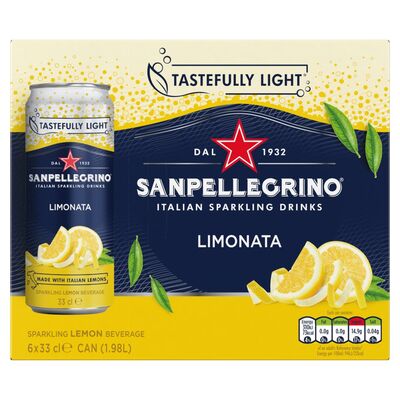 San Pellegrino Lemon Sparkling Can 6 Pack 330ml